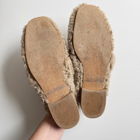 Free People Tan Sherpa At Ease Mule Loafers Size 39/8 - Picture 7 of 7